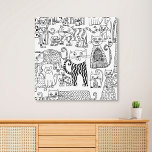 Toile Chats Main noire et blanche moderne dessinée<br><div class="desc">Un imprimé en toile blanche blanche et noire dessinée à la main par un boho tendance. Objectif pour tous les amoureux de les chats par Julie Nicholls©.</div>