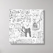 Toile Chats Moderne Noir et Blanc Dessinés à la Main (Recto)