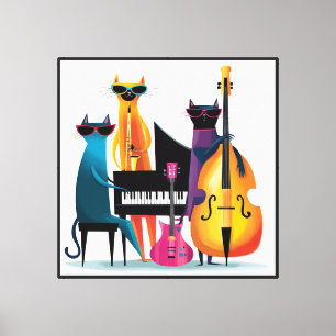 Toile Chats musiciens de Jazz Cool Band