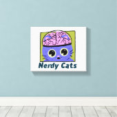 Toile Chats Nerdy, Conception Cerveau (Insitu (Plancher de Bois))