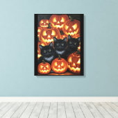 Toile Chats noirs et Jack O’Lanterns (Insitu (Plancher de Bois))