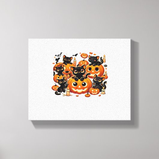 Toile Chats noirs mignons en Citrouille Halloween Night (Recto)
