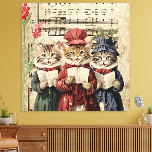 Toile Chats qui chantent des chants de Noël (Insitu(Salon))