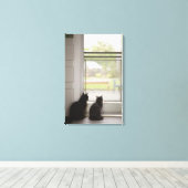 Toile Chats regardant la porte d'écran (Insitu (Plancher de Bois))