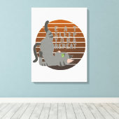 Toile Chatte drôle faisant du yoga. (Insitu (Plancher de Bois))