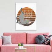 Toile Chatte drôle faisant du yoga. (Insitu(Salon))