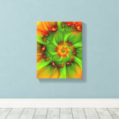Toile Chaud Été Vert Orange Abstrait coloré Fractal (Insitu (Plancher de Bois))
