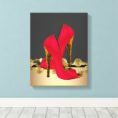 Toile Chaussures à talons hauts léopard noir et rouge bo (Insitu (Plancher de Bois))