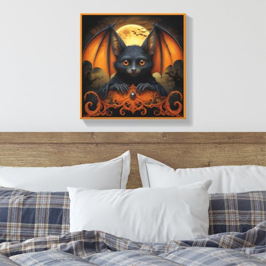 Toile chauve-souris éffrayante orange et noire (Insitu(Chambre))