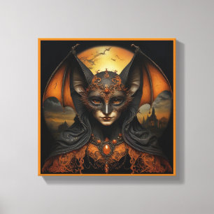 Toile chauve-souris éffrayante orange et noire