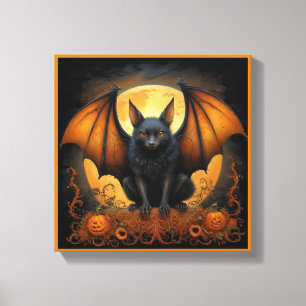 Toile Chauve-souris mignonne et effrayante d'Halloween d