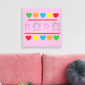 Toile Cheerful Cats & Rainbow Hearts Canvas Print (Insitu(Salon))