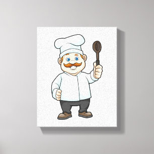 Toile Chef avec casquette et cuillère à soupe du chef