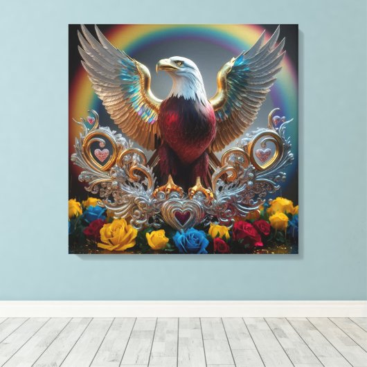 Toile Chef-d'oeuvre numérique 3D Golden Bald Eagle par A (Insitu (Plancher de Bois))