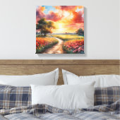 Toile Chemin du coucher de soleil à travers un champ de (Insitu(Chambre))