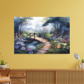 Toile Chemin et pont du bois