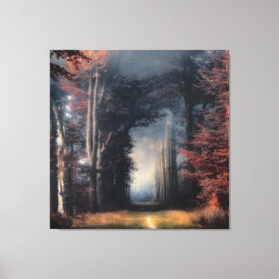 Toile Chemin Vers La Lumière Dans Une Forêt D'Arbre