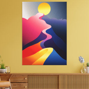 Toile Chemin vers le Soleil – Montagne Abstraite Vibrant