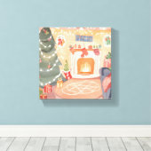 Toile Cheminée de Noël à l'aquarelle (Insitu (Plancher de Bois))
