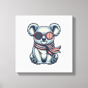 Toile Chemise à motif de koala patriotique gravure vinta