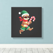 Toile Chemise de Noël Sloth Elf Peppermint Candy Cane Gi (Insitu (Plancher de Bois))