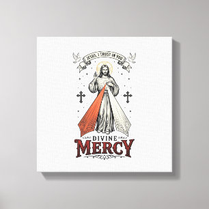Toile Chemise vintage Divine Mercy Jésus je fais confian