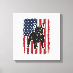 Toile Chemise vintage drapeau patriotique Bouledogue fra