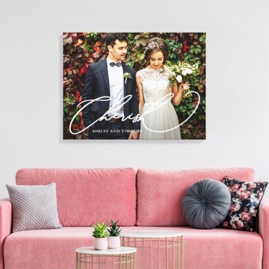 Toile Cherish Script with Names Photo (Insitu(Salon))