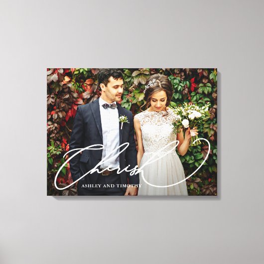 Toile Cherish Script with Names Photo (Recto)