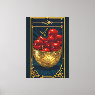 Toile Cherries in Golden Mosaic Bowl deco art