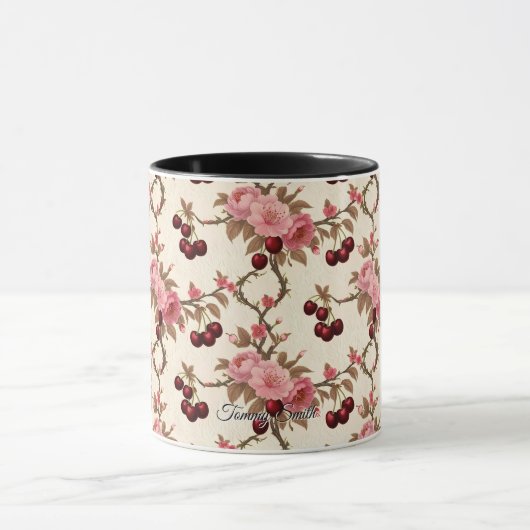  Toile Cherry Pattern Mok – Antiek Charm (Midden)