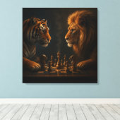 Toile Chess of Kings – Lion vs Tiger Strategic Art (Insitu (Plancher de Bois))