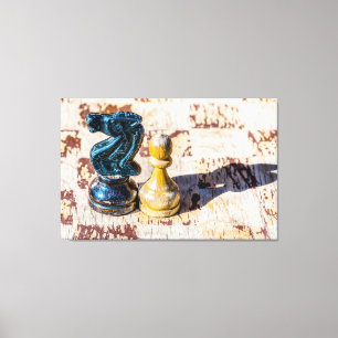Toile Chess Pawn et Knight - anciens combattants