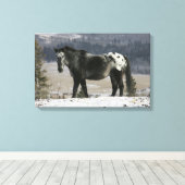 Toile Cheval Appaloosa dans la neige (Insitu (Plancher de Bois))