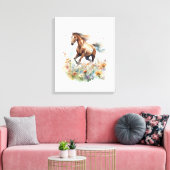 Toile Cheval aquarelle traversant un champ (Insitu(Salon))