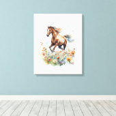 Toile Cheval aquarelle traversant un champ (Insitu (Plancher de Bois))