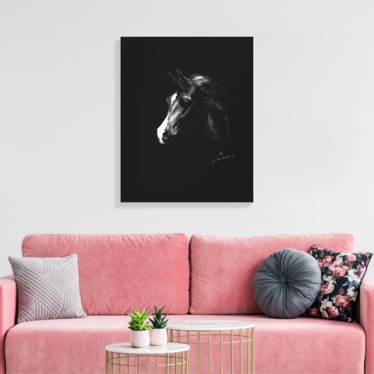 Toile Cheval arabe classique noir (option plus petite) (Insitu(Salon))