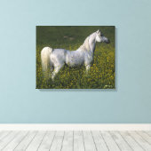 Toile Cheval arabe debout en fleurs (Insitu (Plancher de Bois))