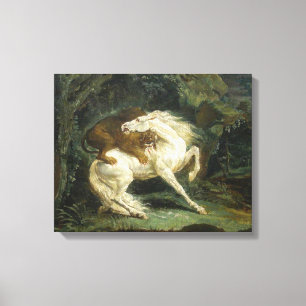 Toile Cheval attaqué par un lion (par Théodore Géricault