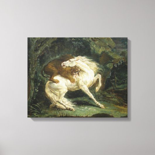 Toile Cheval attaqué par un lion (par Théodore Géricault (Recto)
