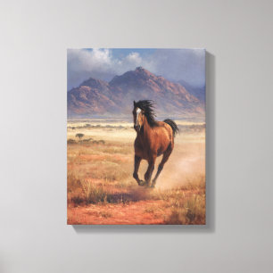 Toile Cheval au Galop Art Montagne Terre Rouge