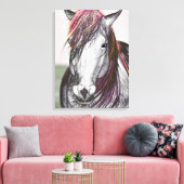 Toile Cheval Blanc Cheval Rose Design Art (Insitu(Salon))
