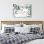 Toile Cheval blanc Galloping à travers le pin couvert de (Insitu(Chambre))