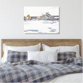 Toile Cheval Blanc Galopant Dans La Neige (Insitu(Chambre))