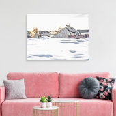 Toile Cheval Blanc Galopant Dans La Neige (Insitu(Salon))