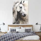 Toile Cheval blanc monochrome | Grande peinture murale (Insitu(Chambre))