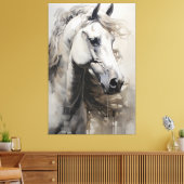 Toile Cheval blanc monochrome | Grande peinture murale (Insitu(Salon))