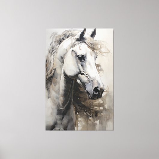 Toile Cheval blanc monochrome | Grande peinture murale (Recto)