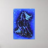 Toile Cheval Bleu Néon Couchant Au Lune Starry Night  (Recto)