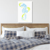Toile Cheval bleu nuit, vert citron et algues (Insitu(Chambre))